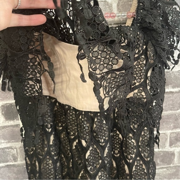 Stone Cold Fox Iowa Black Lace Mini Dress fringe ruffle - Picture 4 of 10
